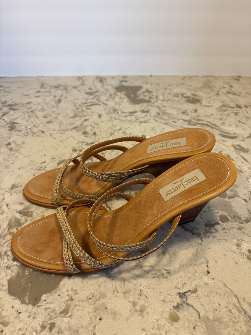 EUC Vintage Eric Javits New York Strappy Wedge Slide Sandals Size 9.5 N - Picture 3 of 6